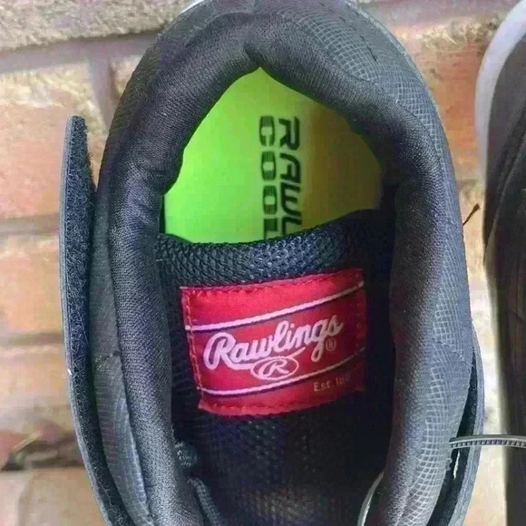 Rawlings Coolflo System Men’s 10.5D Black Baseball/Softball Cleats - Picture 3 of 12